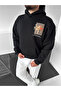 Black Hooded Oversize Premium Camel Embroidered Sweatshirt - 3