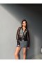 Metal Thread Double Zipper Openwork Cardigan - 6