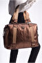 Women's Patterned Leather Shiny Brown Daily Hand and Shoulder Bag - 2