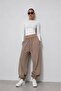 Three-Thread Ruffled Curved Camisole with Waist Pockets, Adjustable Elastic Ultra Loose Barrel Fit Baggy Pants/Sweatpants - 3
