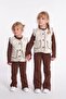 Quilted Vest, Brown Camisole 3-Piece Set - 3