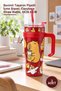 3 Pieces Capybara Straw Thermos Water Bottle – Cute Design Drinking Bottle with Straw, Capybara Straw Bottle, 8X26.5 cm