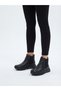 Genuine Leather Black Orthopedic Women's Boots with Side Elastic and Triangle Accessories - 3