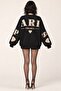 Women's Oversize Sweatshirt Paris 3D Printed Black – Crew Neck, Printed on Sleeves and Back, 3 Yarns