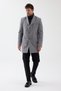 Claro Men's Gray Regular Fit Thick Cashmere Coat with Front Zipper - 3
