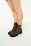 1409 Eren Shoes&Bag Genuine Leather Antique Buckle Detailed Daily Comfortable Serrated Non-Slip Sole Lace-Up-Zipper Boots Real Leather Antique Tan - 8