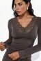 Lace Detailed V-Neck Knitted Stretchy Top - 2