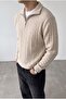 Men's Zippered Hair Knit Sweater - 2