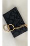 Wallet Women's Black Card Holder Wallet – 4 Card Compartments, Zippered Coin Compartment, Chain for Attachment to Bags - 2