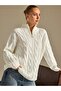 Knitted Patterned Zippered Tricot Bohemia Sweater - 4