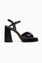 Women's Black Platform Heeled Shoes - 3