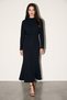 Black Long Sleeve Midi Dress with Tie Detail at the Collar