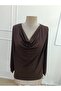 Women's long sleeve crew neck sandy blouse - 6