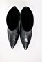 Black Back Zipper Pointed Toe Boots 25408 - 5