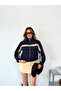 Women's Stand Collar Zippered Sports Bomber Jacket - 5067-L - Navy Blue