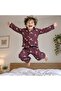 Teddy Bear Patterned, Striped, Detailed Suede Fabric Children's Pajama Set - 8