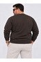 Large Size Crew Neck Long Sleeve Ribbed Men's Sweatshirt - 4