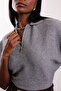 Gray Bat Sleeve Polo Collar Knitwear 261140 - 2