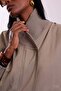 Mink Collar Ribbed Inflatable Coat 9742 - 2