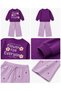 Purple Floral Printed 3-Thread Girls' Tracksuit Set, Ages 3-10 - 3