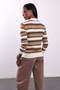 Brown Polo Collar Striped Sweater 261146 - 6