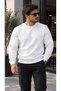 Men's White 3-Thread Sweatshirt with Crew Neck and Soft Texture