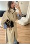 Beige Plaid Lined Slit Long Oversized Trench Coat - 3881 - 4