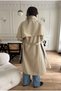 Beige Plaid Lined Slit Long Oversized Trench Coat - 3881 - 7