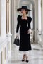 Velvet Fabric Dress with Guipure Details