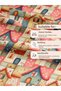 100% Cotton Satin Patchwork Fabric – 300X155 cm – Fairy Tale Houses Patterned, in Coral Blue and Beige Tones - 5