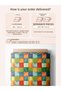 100% Cotton Satin Patchwork Fabric – 300X155 cm – Geometric Pattern, Green Orange and Blue Tones - 3