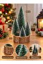 Led Illuminated 4-Piece Artificial Pine Tree with Wooden Log Stand Christmas Decoration Table Ornament New Year's Gift - 3