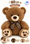 40cm Ribbon Plush Bear Soft Textured Cute Toy with Heart Paw Detail Plush Teddy Bear - 5