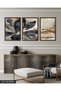 Gold Detailed Black Flower 3 Piece Wooden Framed Painting Act - 4