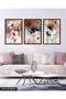 Elegant Flowers on Colorful Background 3 Piece Wooden Framed Painting Act - 4