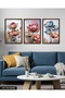 Red and Blue Flowers 3 Piece Wooden Framed Painting Act - 4