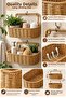 2-Piece Wall Hanging Plastic Rattan Organizer Oval Wicker Look Kitchen Bathroom Basket - 5