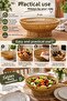 31 cm Beige Plastic Rattan Serving Bowl Wicker Look Fruit Bread Presentation Basket - 3