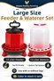 Large Size 15 Liter Feeder and Waterer Set – Top-Fill Feeder, Bottom-Tap Waterer, Stand-On/Stand-Free Use, Durable Plastic Equipment for Chickens, Chicks, and Poultry