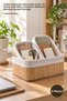 5-Piece Bamboo Basket Set – Triple Organizer with Linen Lining, Resistant to Humid Environments for Home and Office, Bamboo Basket Storage