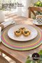 4 Pieces of Jute Knitted Placemats – Handmade 39 cm American Style Knitted Placemat with Neon Stripes Table Mat