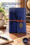 5 Pcs Navy Blue Leaf Pattern Leather Notebook – Embossed Faux Leather Cover, Leather String Lock, Agenda Diary Notebook Journal