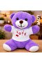 1 Piece Plush Teddy Bear - 25 cm Purple Plush Teddy Bear with Love Printed White T-Shirt Gift Decoration Valentine's Day - 2