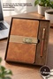 1 Piece Tan Thermo Leather Notebook – 21 cm X 15 cm A5 Lined Notepad, Brown Metal Roller Pen, Gift Boxed Notebook Pen