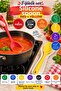 Set of 2 Red Yellow Large Size Silicone Spoons 27 cm for Kitchen Cooking and Serving Spoon for Tableware