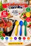 Set of 4 Red Yellow Blue Green, Large Size Silicone Spoon Set 27 Cm, Cooking and Serving Spoon
