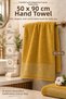 Luxury Patterned Hand and Face Bath Towel 100% Cotton 1 Piece Water Absorbent Odorless Bride's House Mustard Color