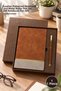 1 Piece Teacher's Day Gift – Boxed Leather Patterned Notebook and Metal Roller Pen Set, Vip Notebook Pen Gift