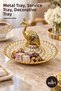3-Piece Luxury Metal Presentation Tray with Peacock Figures – Metal Tray, Serving Tray, Decorative Tray