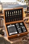 5-Piece Flask Set – Leather-Plated Wolf Pattern, Wooden Box with Chess Pieces, Vintage Style Flask, Camping and Travel